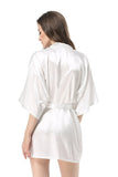 Kimono satiné blanc pour femme