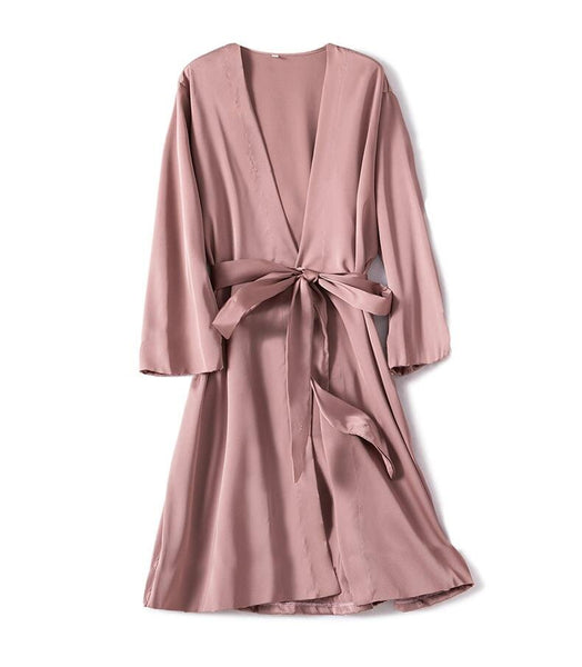 Pink Alma satin bathrobe Duchesse