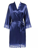 Peignoir satiné Lita bleu marine
