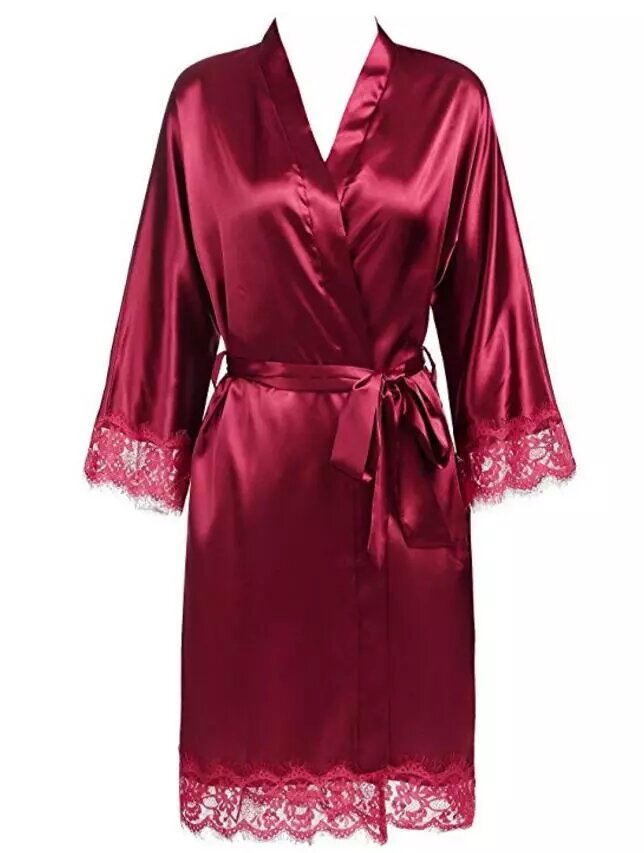 Peignoir en satin Lita bordeaux