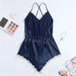 Pyjama satiné combinaison bleu