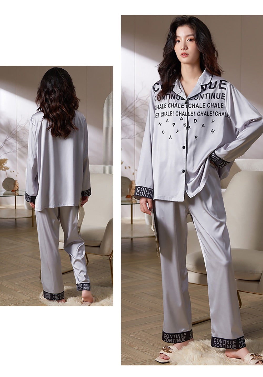 Pyjama satiné Glamour gris