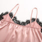 Pyjama rose satin ensemble d'été