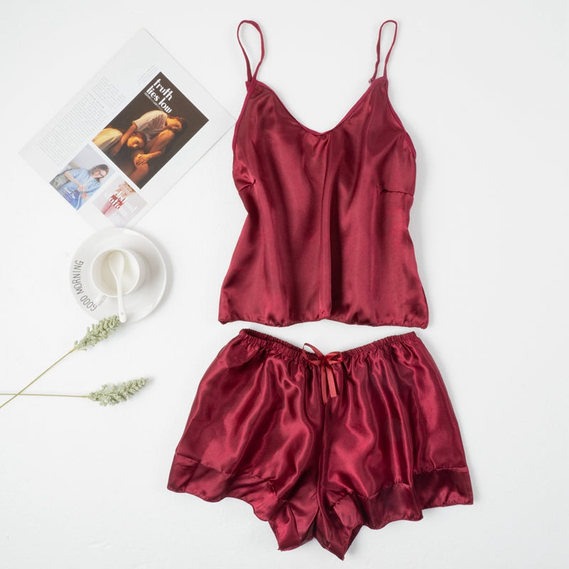 Pajama Rouge Maya red satin pajamas – Duchesse