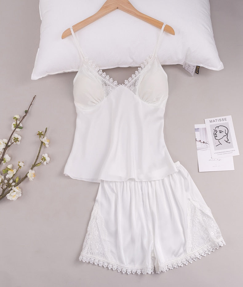 Pyjama satin blanc Joy