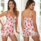 Pyjama satin blanc fraise