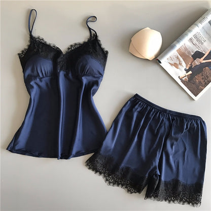 Pyjama satin bleu Sia