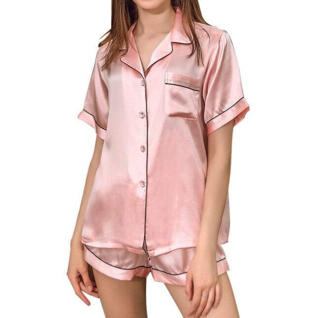 Pyjama satiné Elsa rose