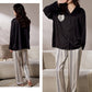 Pyjama satiné Glamour noir et beige