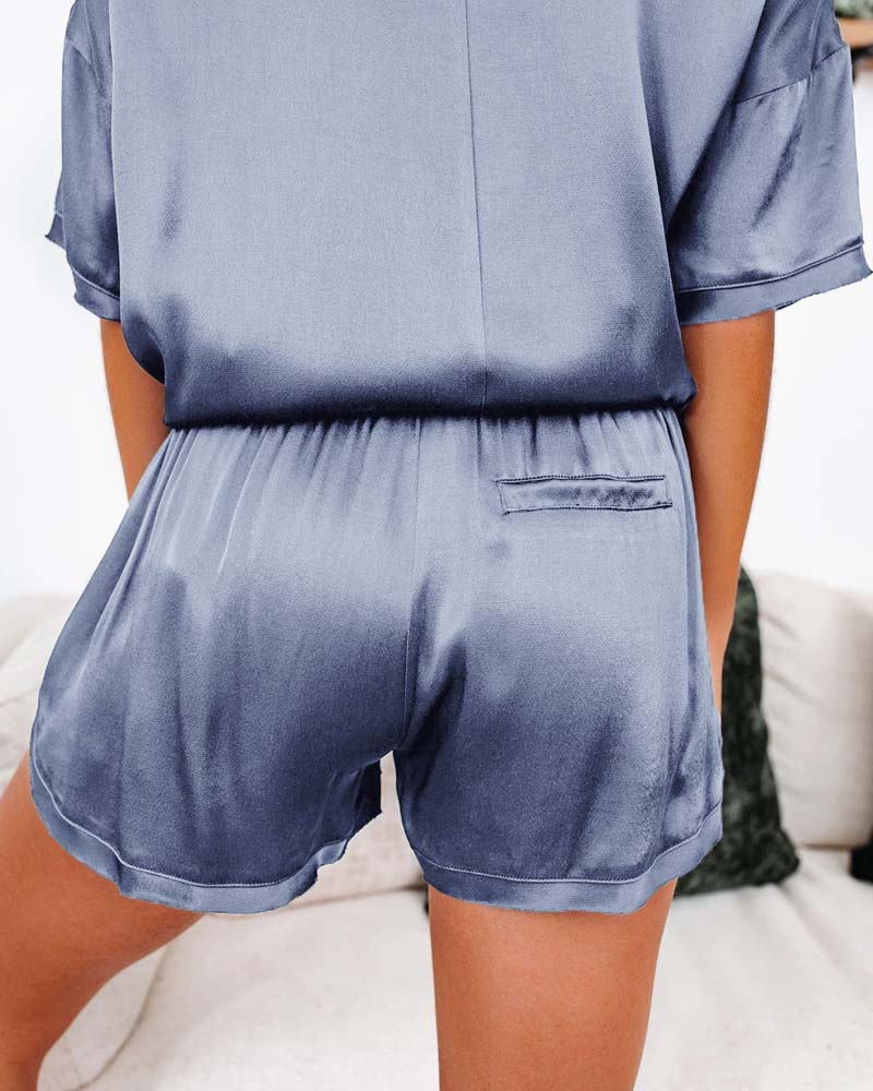 Pyjama gris clair Nia satin