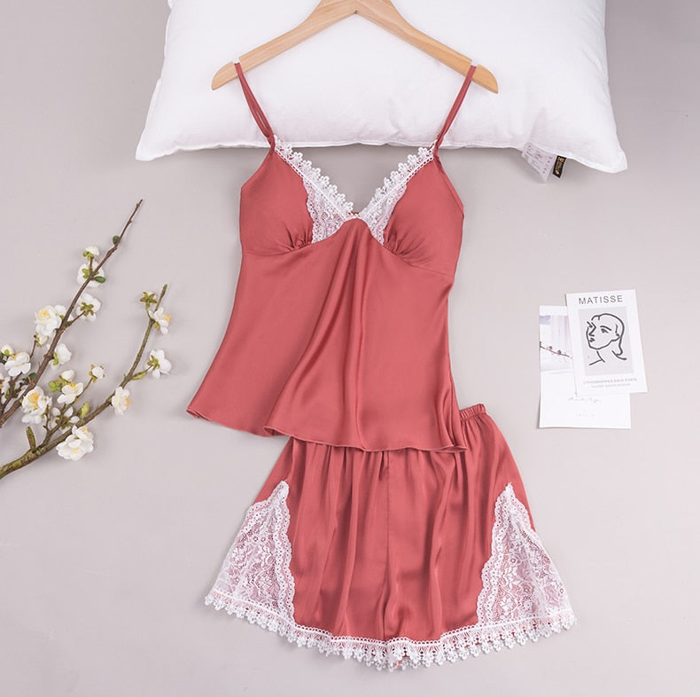 Pajama Rouge Joy red satin pajamas – Duchesse