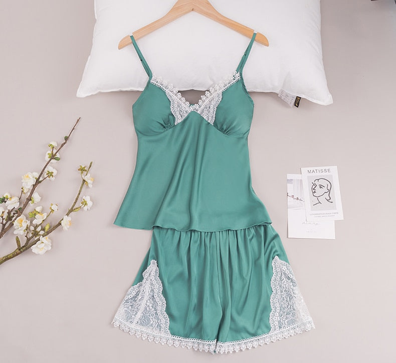 Pyjama satin vert Joy