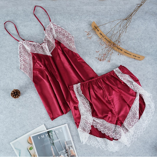 Pyjama satin rouge Bella