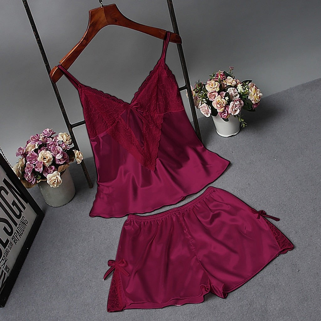 Pajama Rouge Vita red satin pajamas – Duchesse