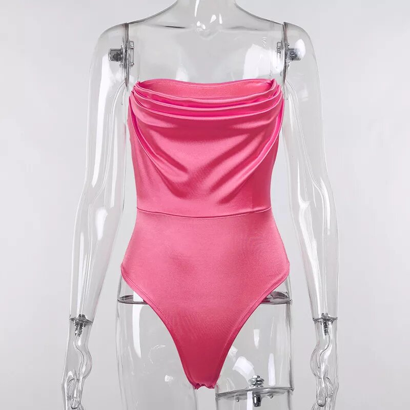    body en satin rose et bustier