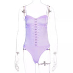 Body en satin lilas à lacets