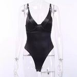   body satiné noir corset