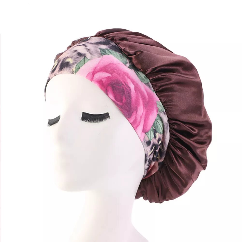 bonnet satin bande florale