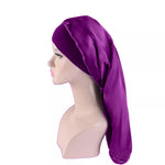 bonnet satin pour cheveux violet extra large