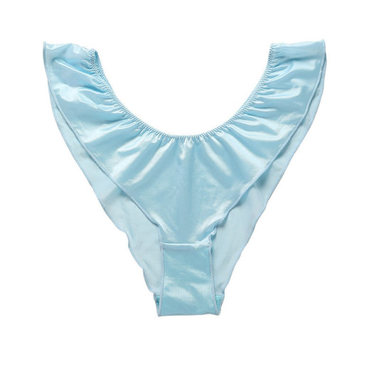 Culotte femme satin plissé bleu