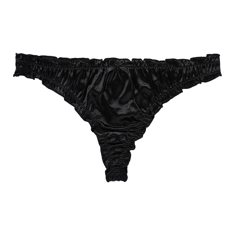 Culotte femme satin plissée noeud noir