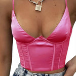   debardeur satin crop top blanc bralette