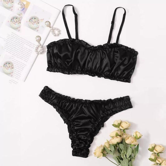 ensemble lingerie satin clara noir