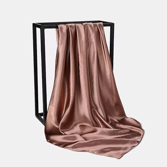 foulard en satin beige bronze