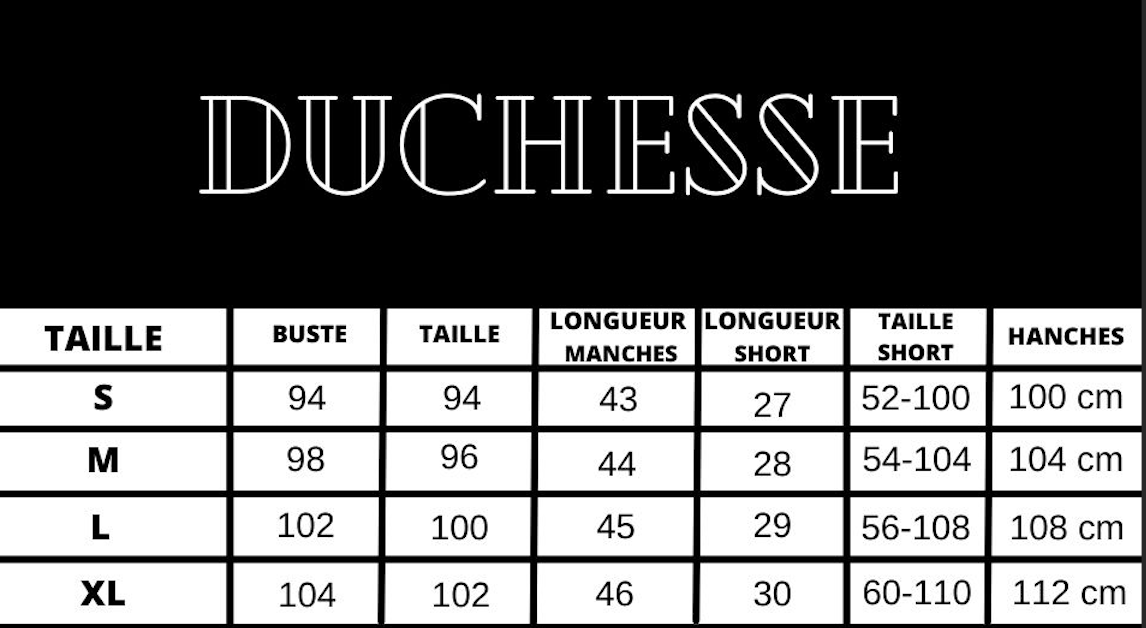 guide des tailles Pyjama en satin noir avec des fleurs blanches et orange
