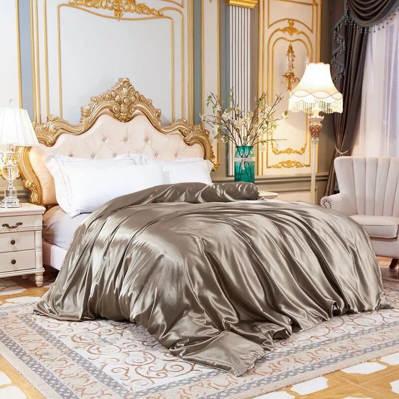    housse de couette en satin greige