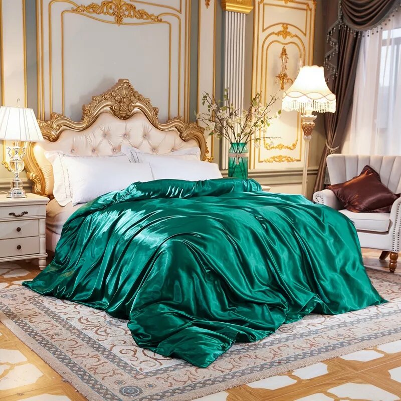    housse de couette satin vert sapin