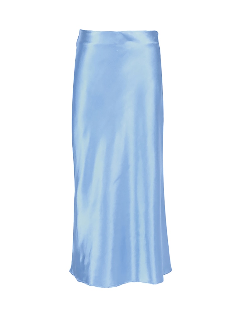 jupe fluide femme satin bleu