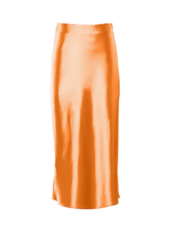 jupe fluide femme satin orange