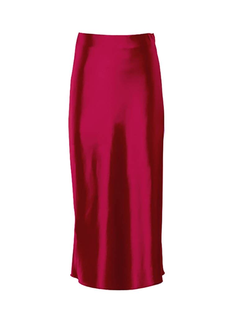 jupe fluide femme satin rouge