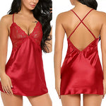   nuisette en satin dentelle poitrine rouge