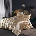parure de lit en satin beige