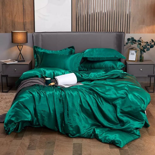 parure de lit satin vert sapin