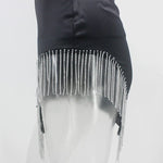  robe en satin avec strass fendue noire