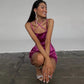     robe en satin rose trapèze
