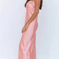     robe maxi en satin bustier et rose corail