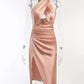    robe nude satin décolleté croisé