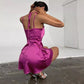    robe rose en satin trapeze
