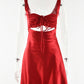     robe satin decolleté froissé couleur rouge