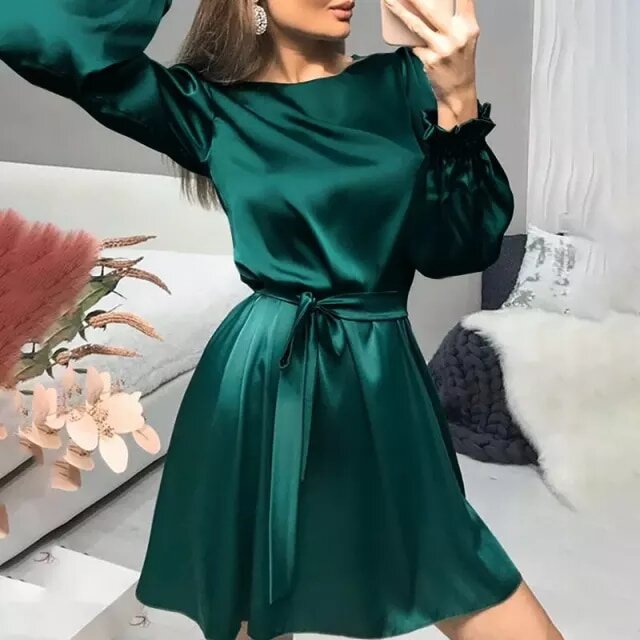 robe satin julia vert