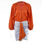    robe satin orange et bleu bicolore