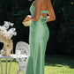 robe vert sauge maxi en satin bustier
