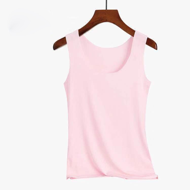 Top femme sans manche en satin rose