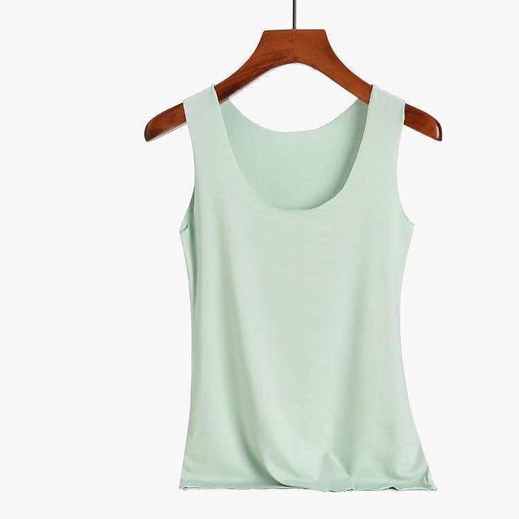 Top femme sans manche satin vert