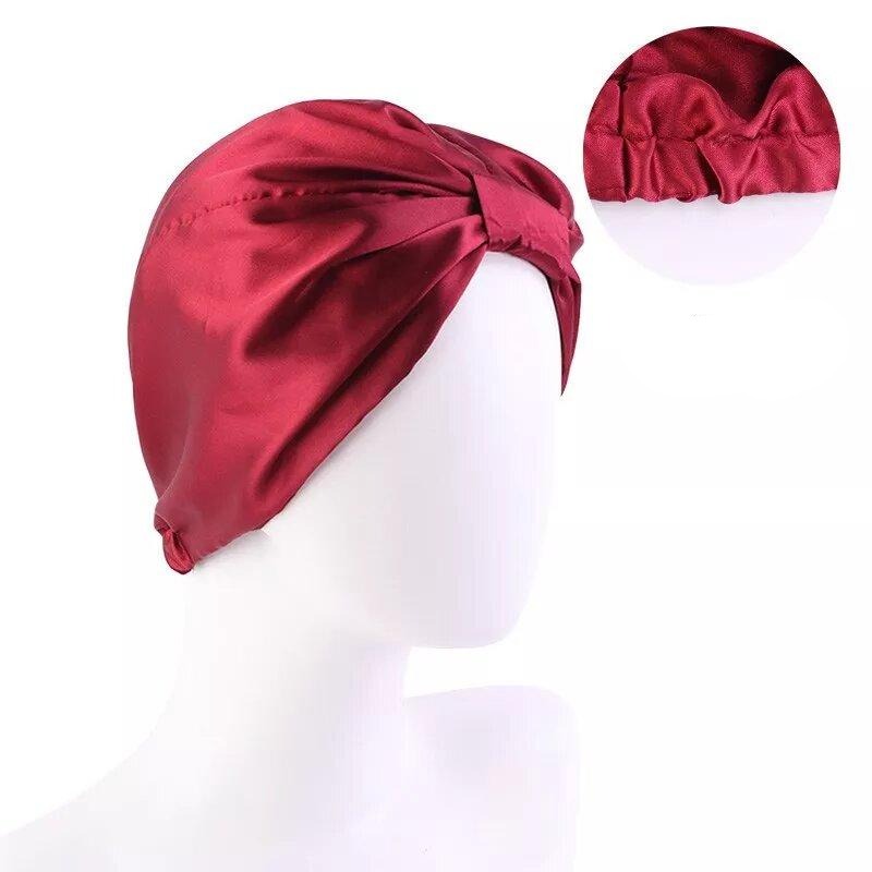 turban satin cheveux rouge