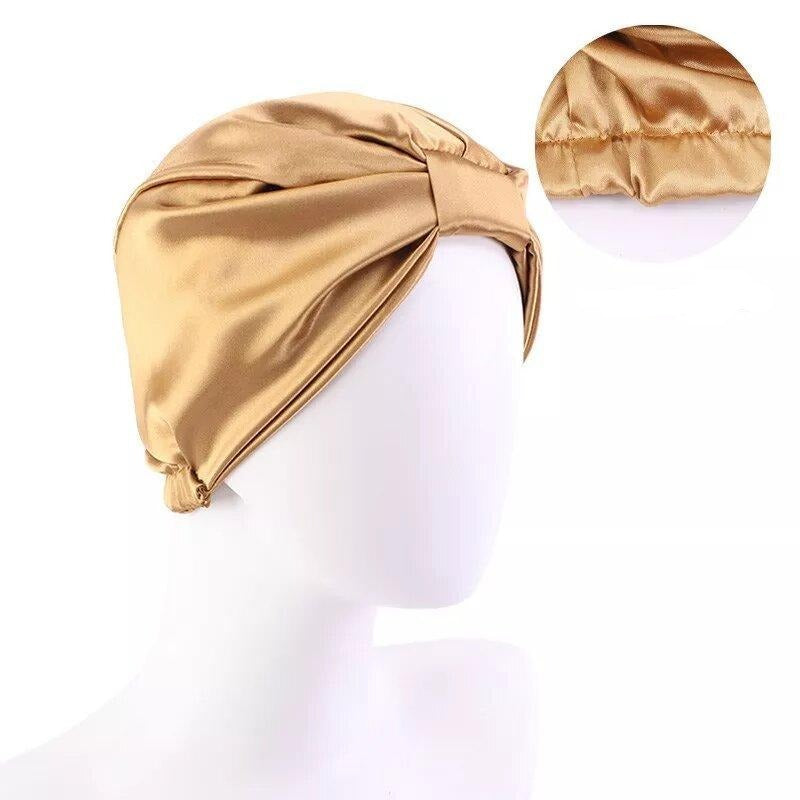 turban satin femme bronze